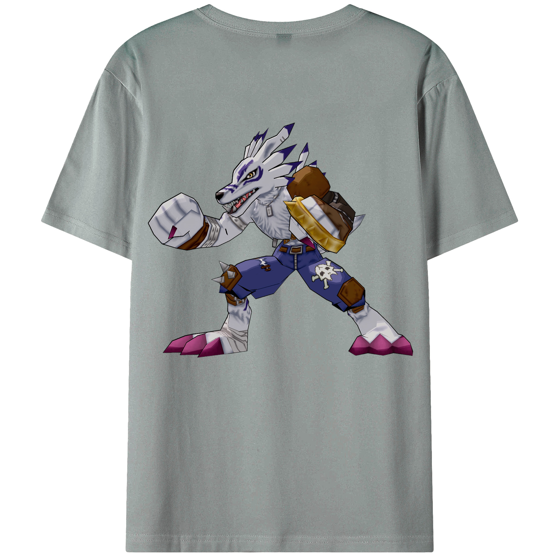（画像用） Digimon デジタルモンスター/デジモン 綿100％ メンズ半袖Tシャツ（バックプリント） 通気性